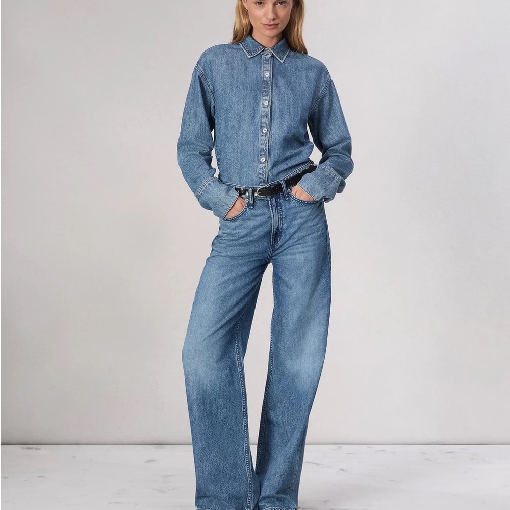 rag & bone Light Blue Wide-Leg Jeans